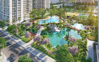 Phối cảnh vườn Nhật The Origami tại Vinhomes Grand Park.