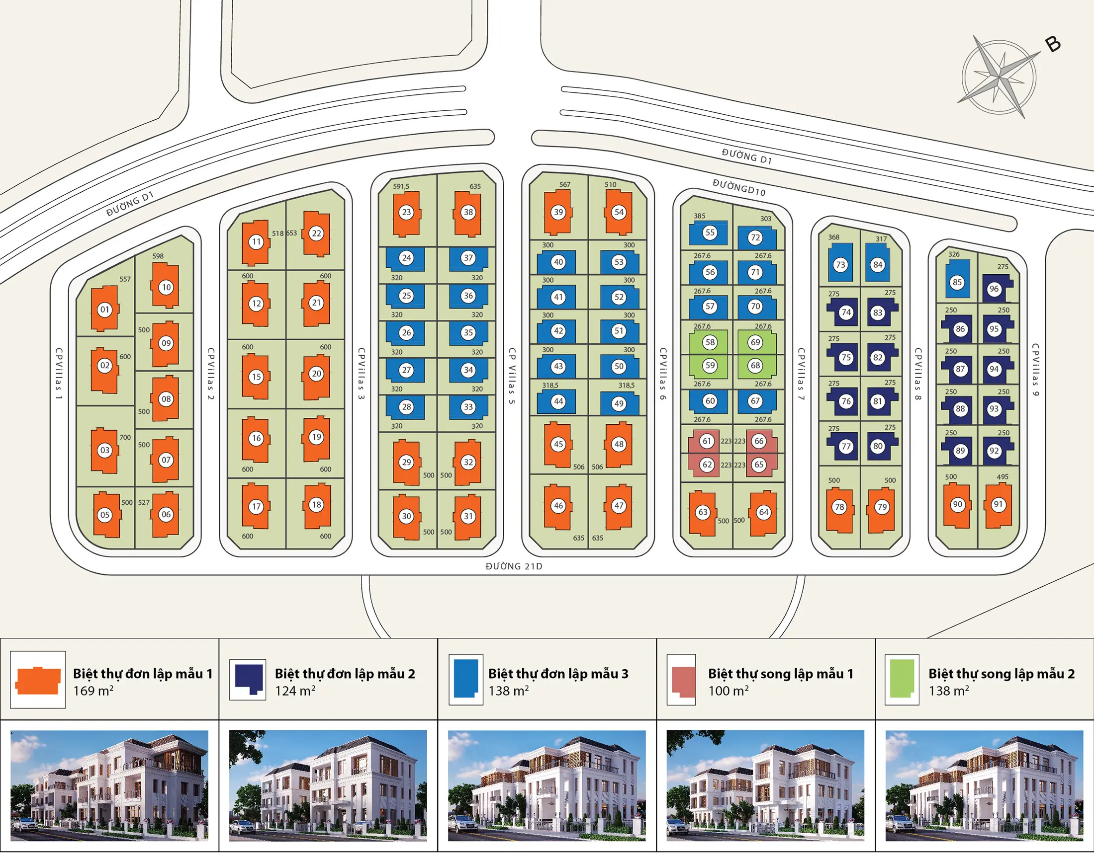 Mặt bằng Biệt Thự The Villas với diện tích 3,6ha gồm 88 căn biệt thự đơn lập và song lập, có diện tích từ 200m2 đến 700m2. Mặt bằng Biệt Thự The Villas với diện tích 3,6ha gồm 88 căn biệt thự đơn lập và song lập, có diện tích từ 200m2 đến 700m2.