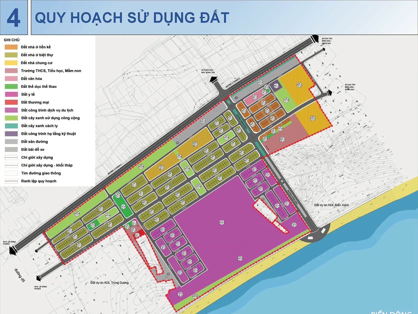 Bản đồ quy hoạch sử dụng đất dự án Khu đô thị Sun Group Vũng Tàu, với vị trí đắc địa tại Vũng Tàu.