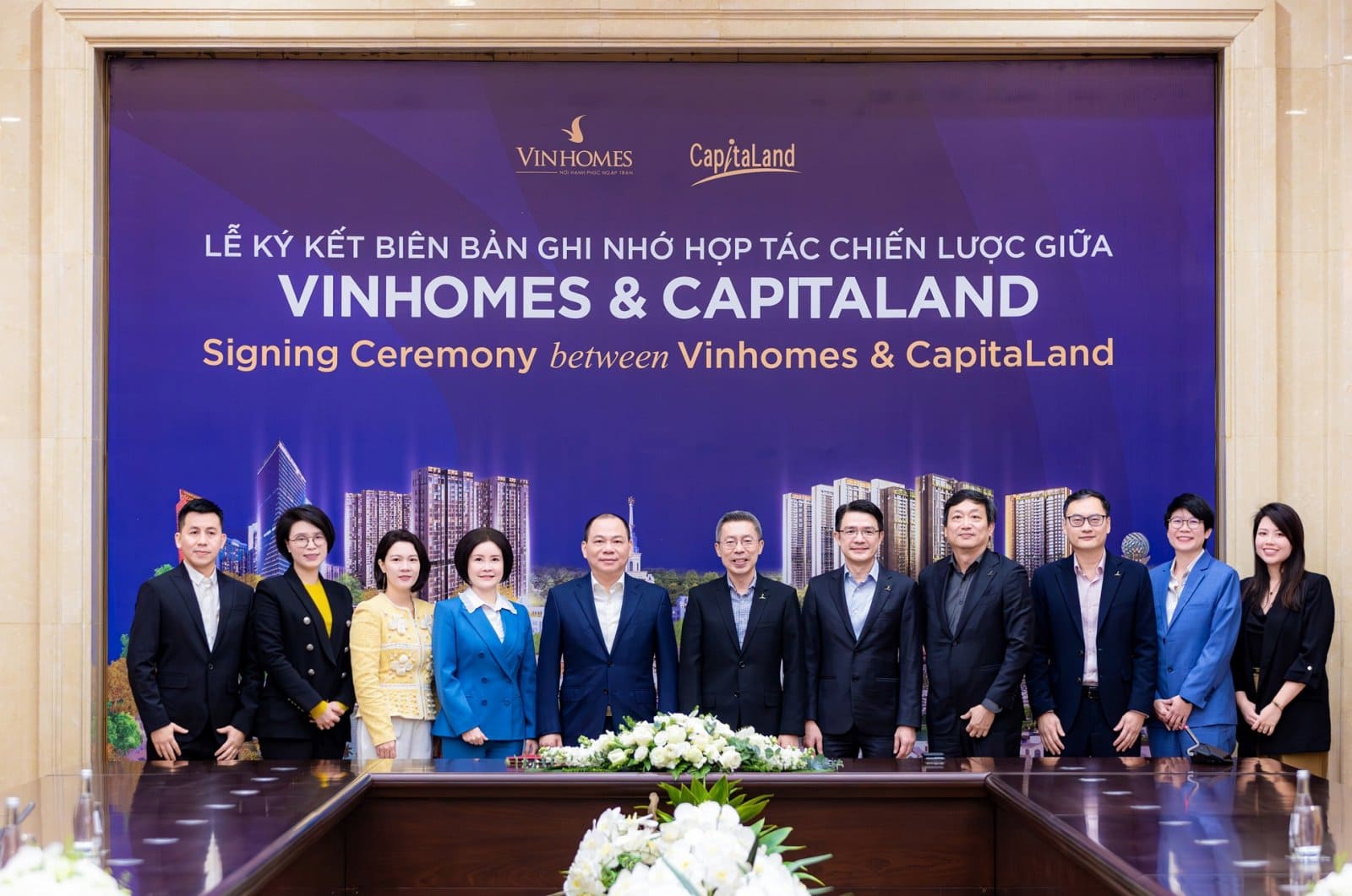 Lễ ký kết hợp tác chiến lược giữa Vinhomes và CapitaLand, khởi đầu dự án The Fullton CapitaLand tại Hưng Yên.