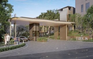 Lối vào chính của The Fullton CapitaLand tại Vinhomes Ocean Park 3, Hưng Yên.