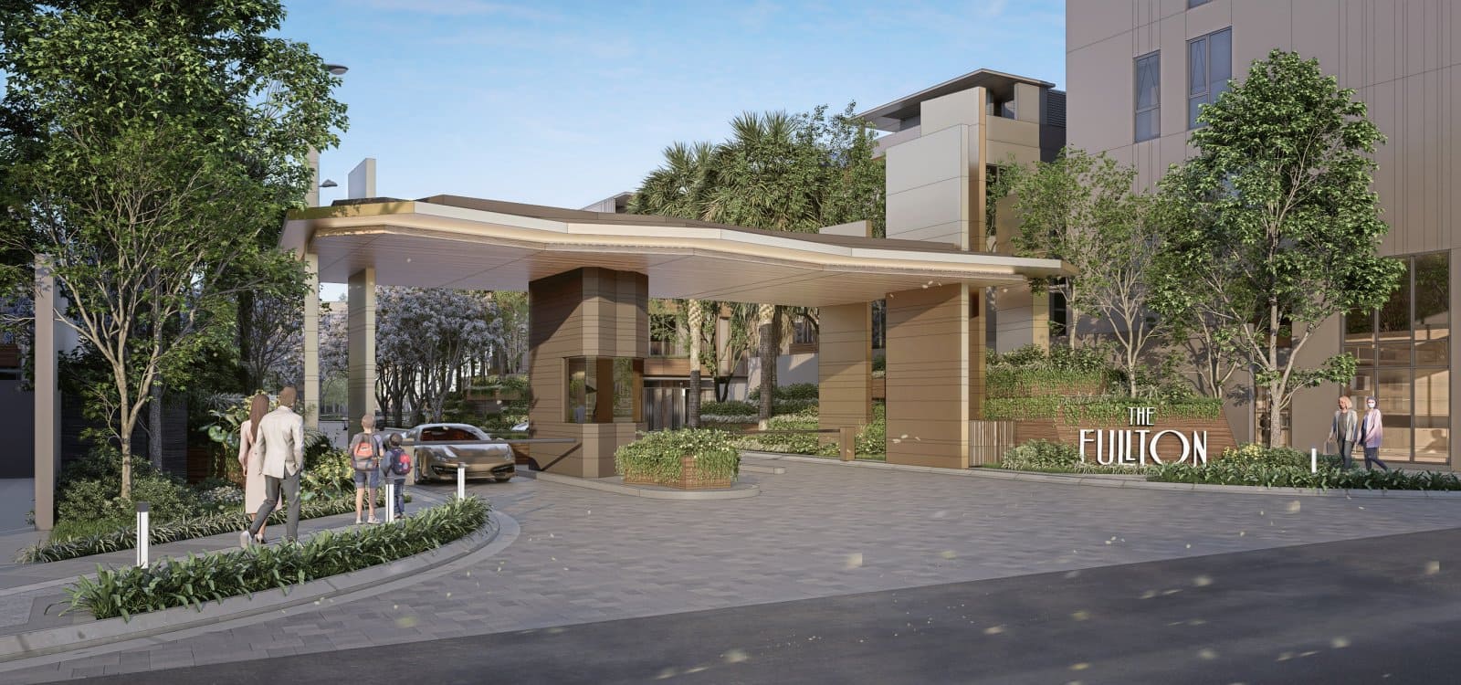 Lối vào chính của The Fullton CapitaLand tại Vinhomes Ocean Park 3, Hưng Yên.