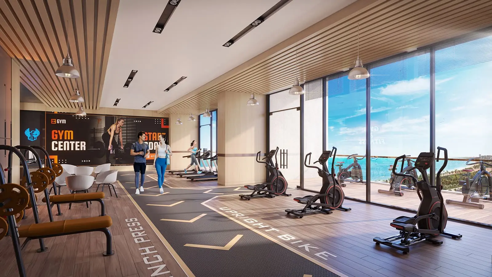 Phòng Gym tiện nghi tại Sun Costa Residences Đà Nẵng với tầm nhìn hướng biển tuyệt đẹp.